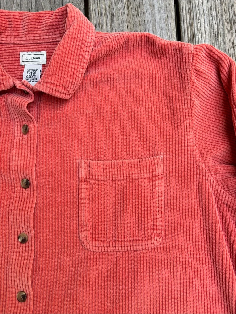 LL BEAN VTG 90s Coral Corduroy Cozy Utility Outdoors Cabincore Shacket Size XL